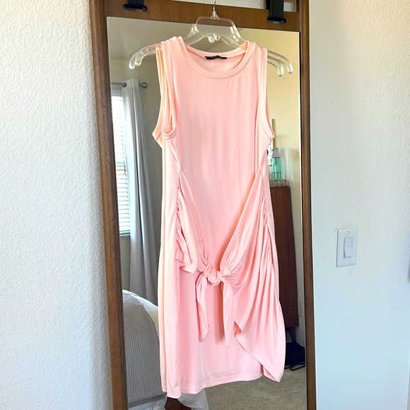 Pink Cotton Wrap Front Dress - Picture 1 of 2